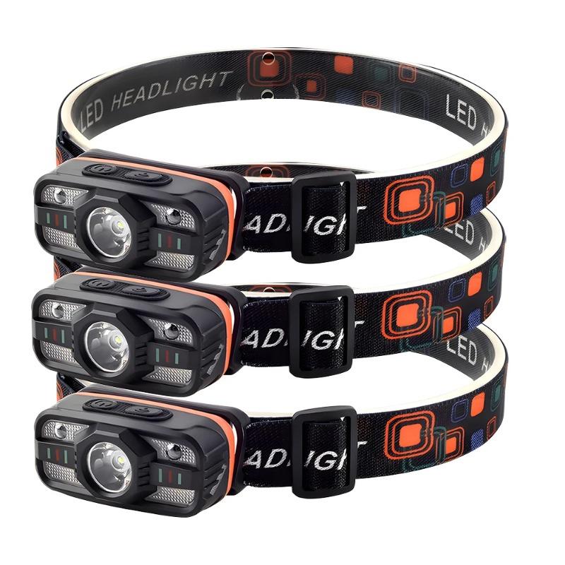 Sensor Headlamp LED High Bright Rechargeable Headlights with RED Light Waterproof Fishing Camping Cycling Induction Head Light