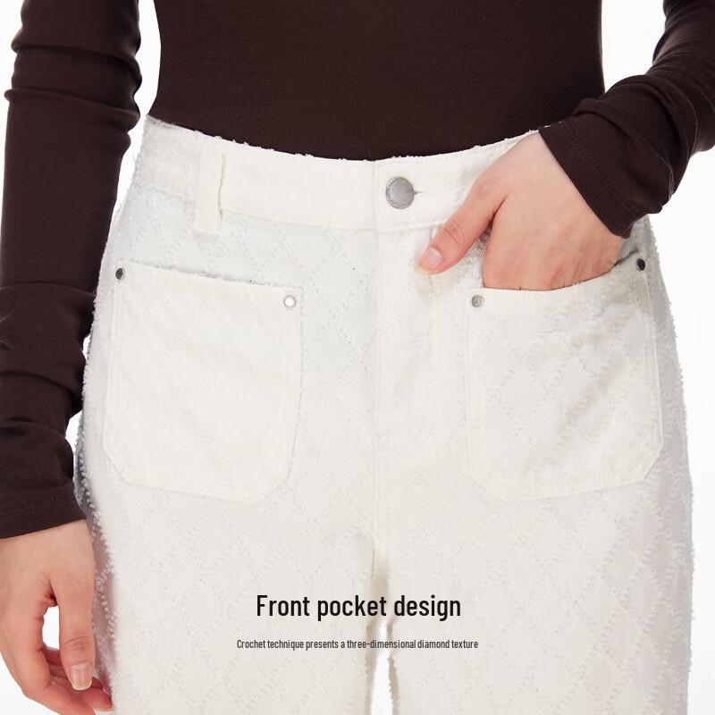 VEROMODA Women's Crochet-Detail Straight-Leg Jeans