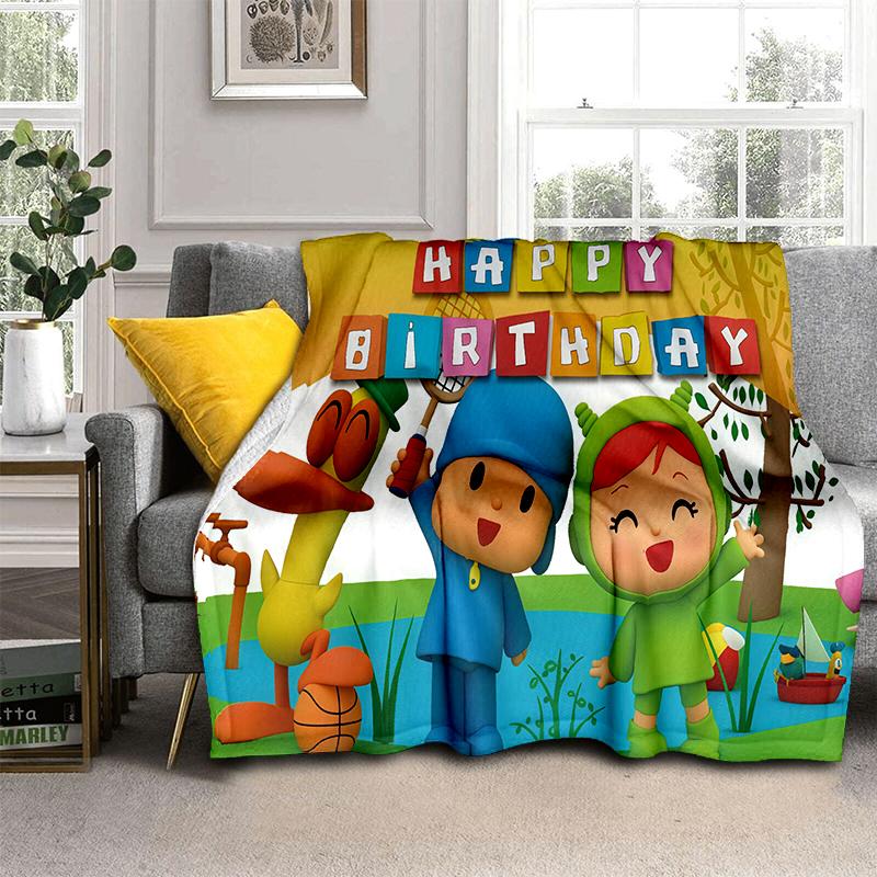 Coperta Cartone Animato 3D Divertente P-Pocoyo Elly Pato, Morbida Coperta da Lancio per Casa Camera da Letto Letto Divano Picnic Viaggio Ufficio Copertura Regalo per Bambini