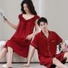 Couple Pajamas Female Summer Princess Wind Ice Silk Pajamas Wedding Red Suit Festive Gift Men's Loungewear