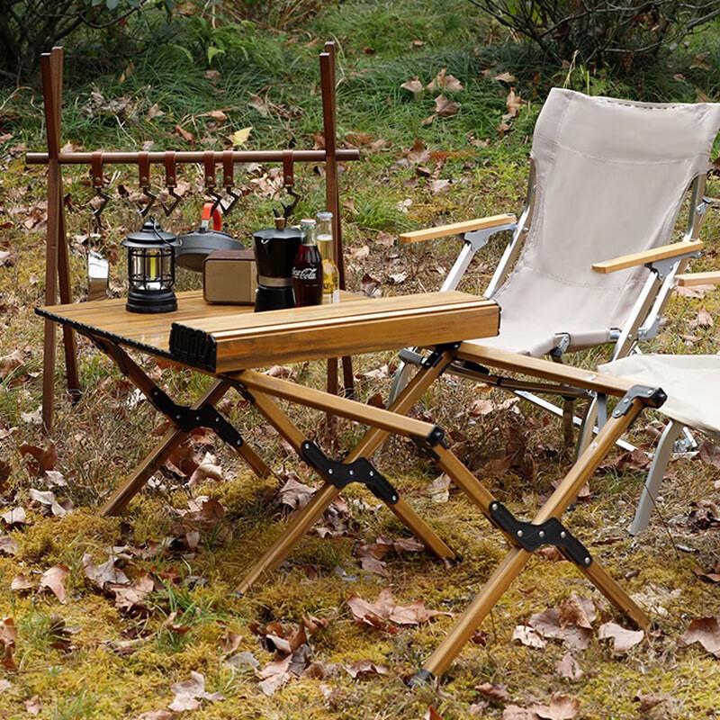 YouTuozhe Aluminum Wood Grain Egg Roll Folding Table