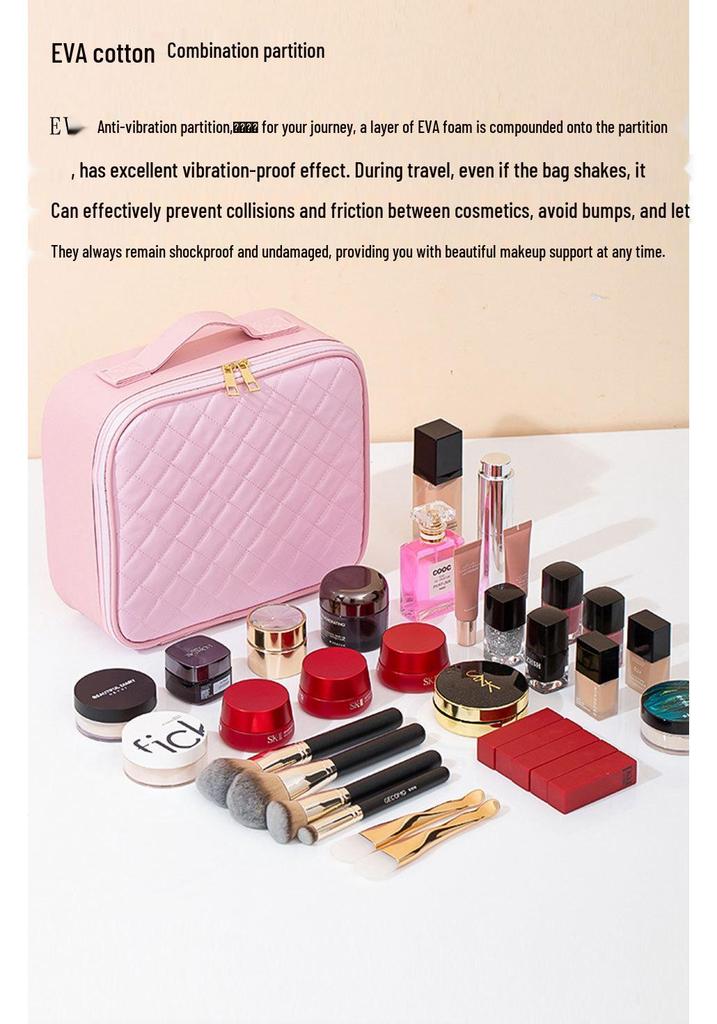 High-Grade LED Mirror Travel Makeup Bag for Women: Portable, Large Capacity, and Compartmentalized for Brushes