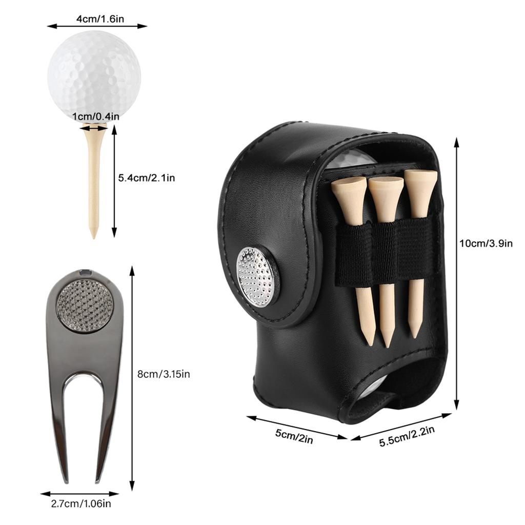 Golf Ball Bag Holder Clip Utility Pouch Sports Golfing Tackle Set with Balls Tees Black