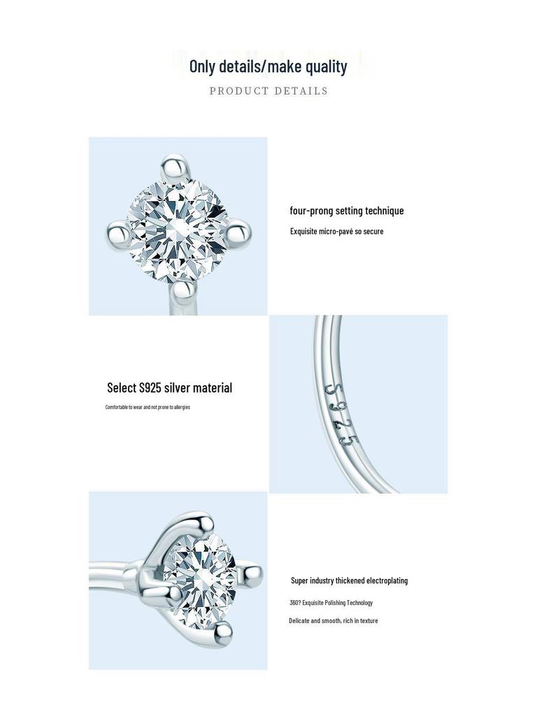 Classic Four-Prong D-Color Moissanite Earrings in 18K Gold-Plated 925 Sterling Silver