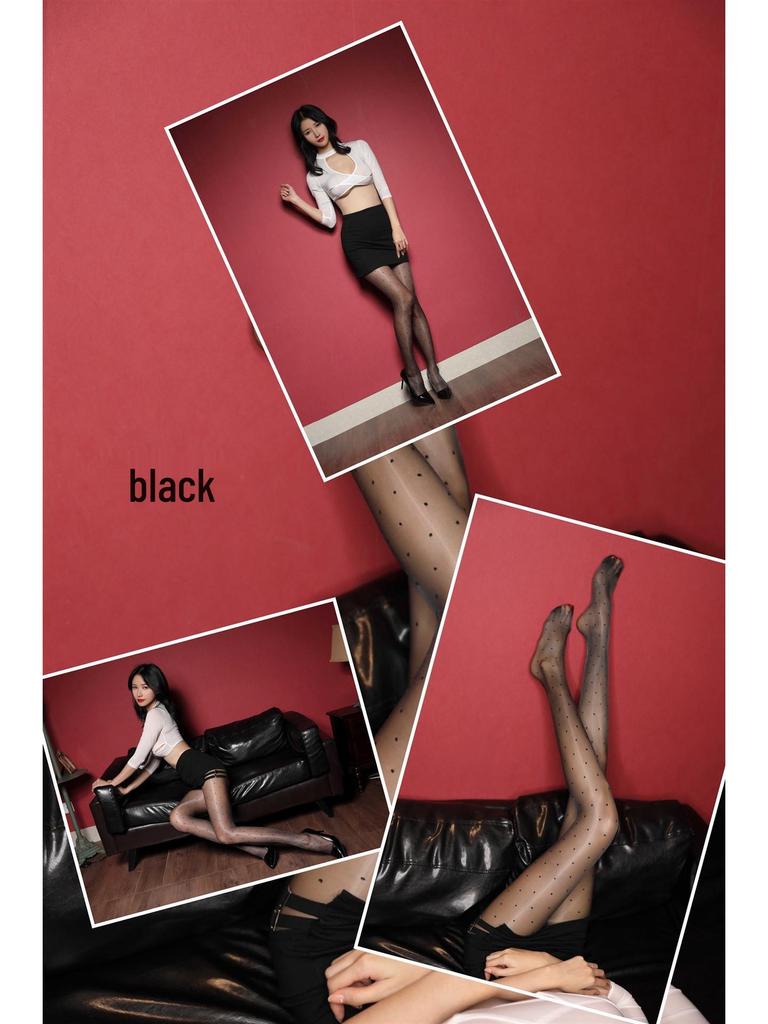 Noble Satin Kollektion: Nahtlose gepunktete taillenlose T-Schritt Strumpfhose mit seidigem Glanz.