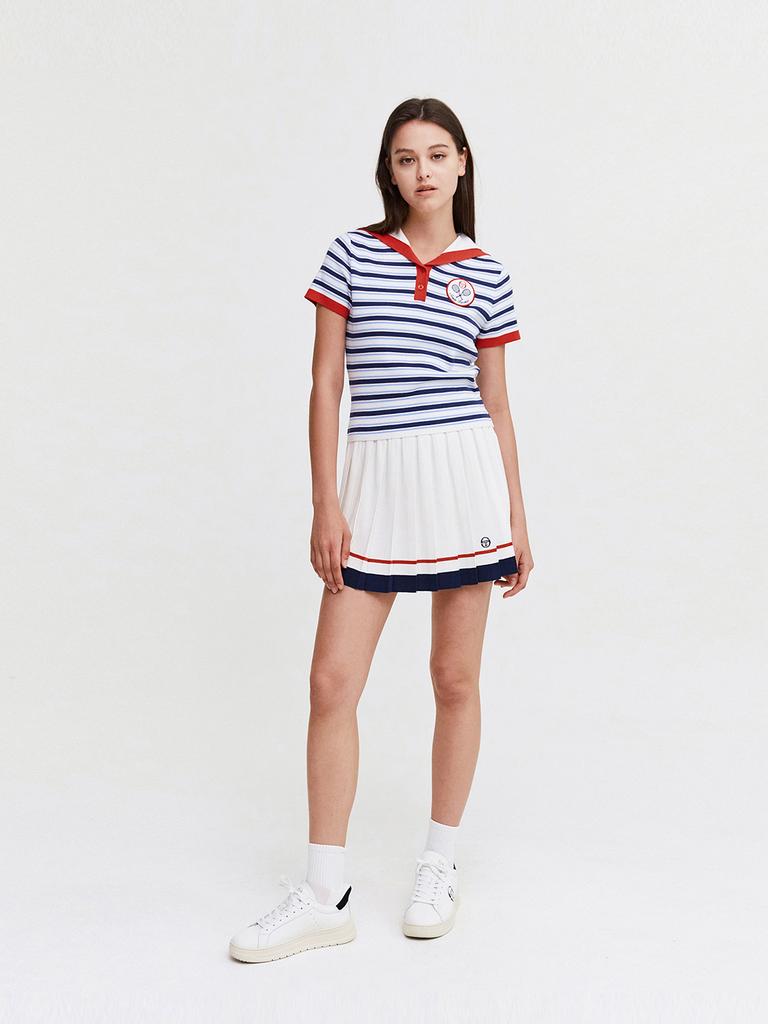 SERGIO TACCHINI W Sabatini Striped Sailor Collar Short Sleeve Sweater