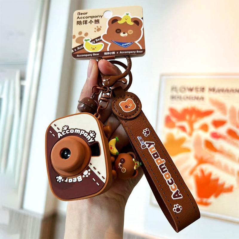 Whimsical Bear Cartoon Projector Keychain Lovely Silicone Gift For Parties Holidays