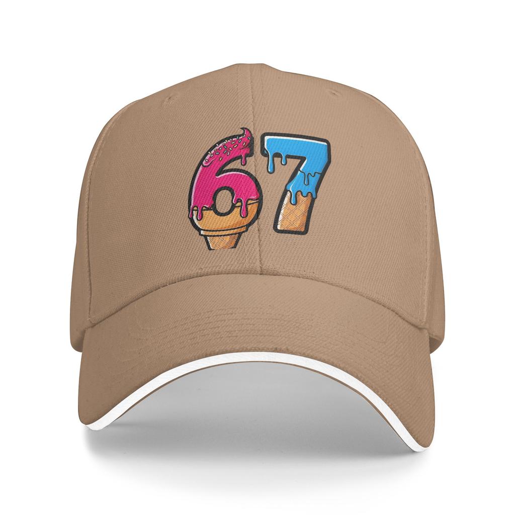 Summer Casual Baseball Cap Ice Cream Numbers 67 Design Outdoor Gym Hip Hop Hats For Unisex Sun Visor Cool Snapback Cap