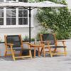 VidaXL Set of Outdoor Chairs with Table - 3 Pieces In Black Acacia Wood 3214433