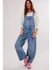 Vintage Street Style Washed Loose Fit Women's Denim Overalls for Autumn/Winter