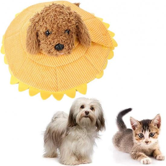 Cat Recovery Collar, Cute Sun Flower Soft Cat Cone Cones Elizabethan Collar for Dog Cat Kitten After Surgery, Wound Healing(S)