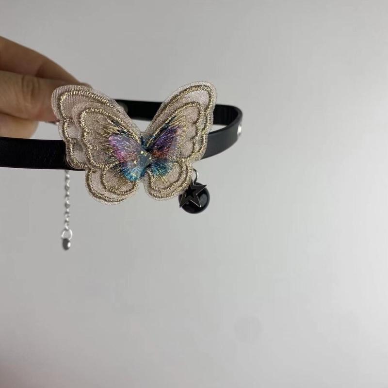 Sweet Cool Butterfly Choker Fashion Clavicle Chain Necklace Party Jewelry Simple Y2K Clavicle Chain PU Leathers Necklace