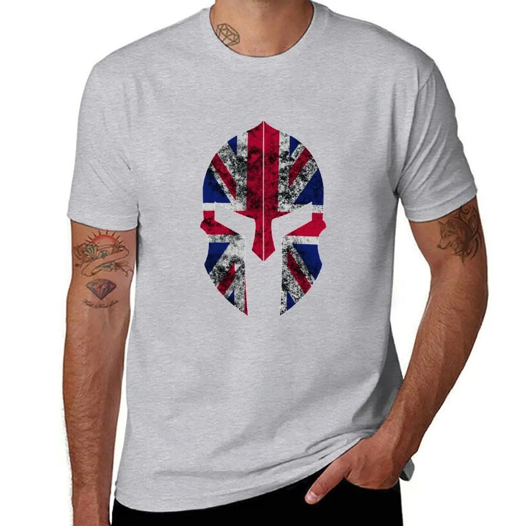 Union Jack Faded Spartan Helmet T-Shirt sublime korean fashion men t shirts