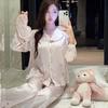 Factory Goods 1011 Spring New Ice Silk Pajamas Women's Douyin Fashion Cartoon Internet Celebrity Fashion Loungewear Suit