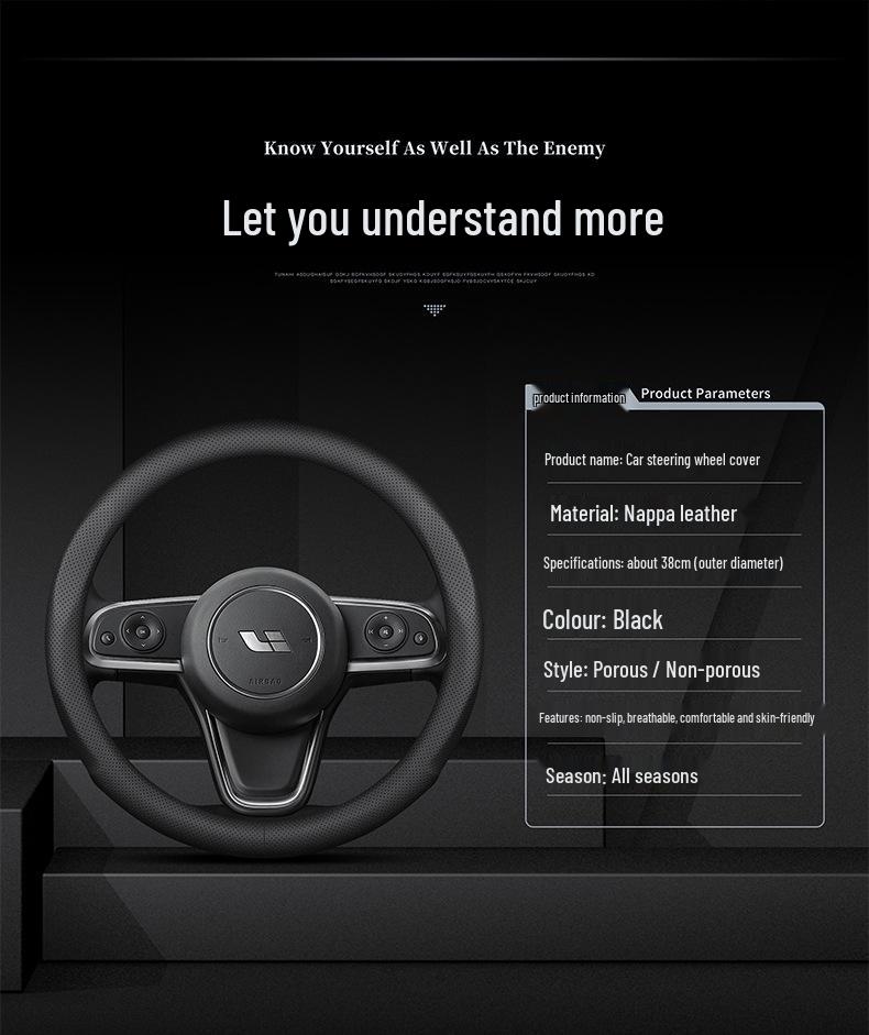 Suitable for IDEAL ONE Leather Steering Wheel Cover - Universal, Hand-Sewn, and All-Season