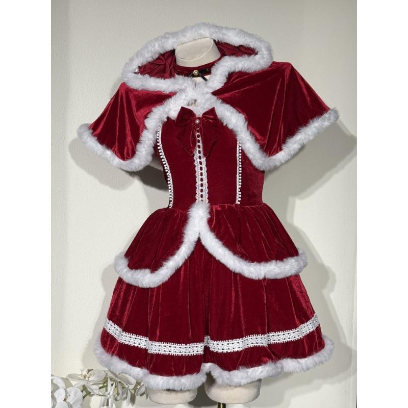 Halloween New Red Christmas Dress Velvet Sexy Bunny Role Play New Robe Dress