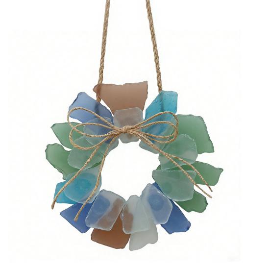 

Венок из морского стекла Ручная работа Прибрежный стиль Пляжный венок 6 дюймов Искусство из морского стекла Подвесное украшение для двери Окна Кухонного шкафа Стула Стены Домашний декор