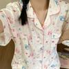 Japanese Sweet Piano Rabbit Pajamas Women's Summer Short-sleeved Shorts Lace Two-piece Set Soft Cute Casual Loungewear
