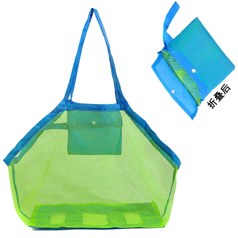 Large-Capacity Mesh Beach Bag Travel Organizer Mesh Toy Storage Bag Foldable Swim Bag