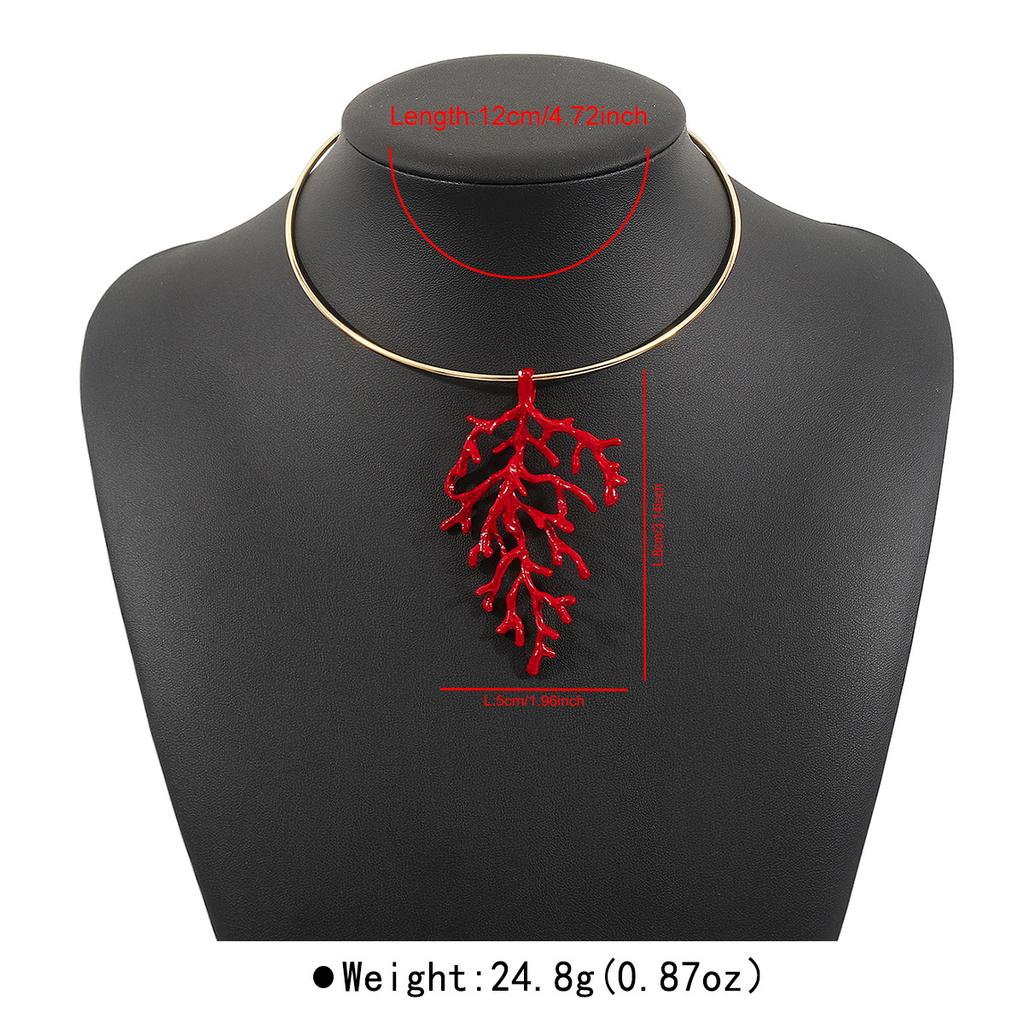Fashion light luxury personality exaggerated branches coral beach vacation summer niche earrings collar