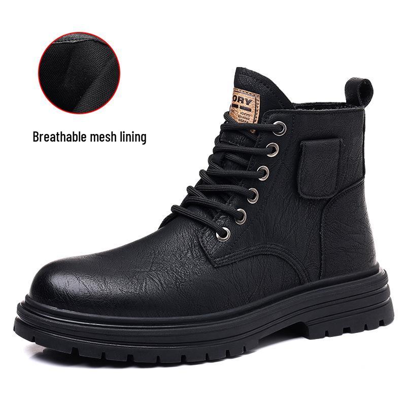 Men's Retro High-Top Winter Martin Boots - Warm Leather Snow Shoes with Velvet Lining