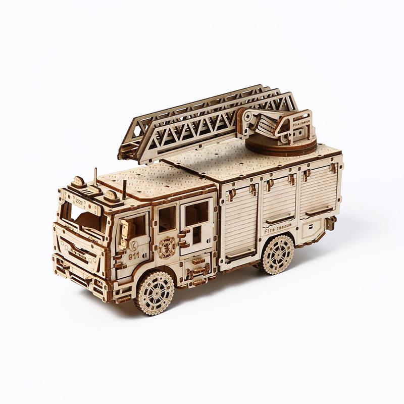3D Wooden Fire Truck Jigsaw Puzzle Toy for Kids - Educational, Handmade Ornament, Exquisite Board Decoration пожарной машины