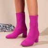Martin Boots Women's New Women's Boots Winter New Square Head Sleeve Short Boots Women's Flying Woven Thick Heel Medium Heel Thin Boots