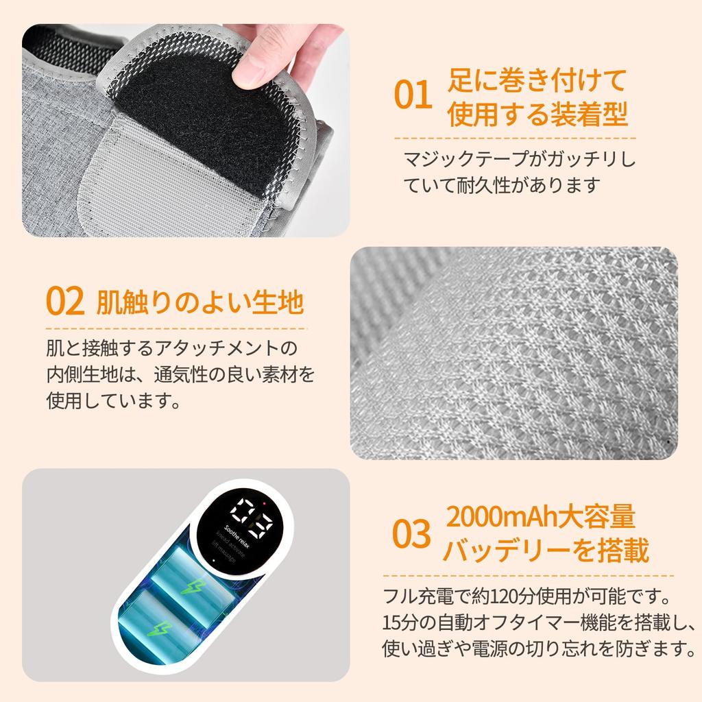 Munyday Calf Care Latest Heat Calf Air Leg Thigh and Foot Air Pressure Cordless USB 3 3 Intensity 3 Temperature Adjustable Easy Suitable for Seated