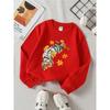 Girls' Crewneck Sweatshirt - Tiger Lying with Stars Machine Washable, Spring And Autumn, Sportswear And Casual Wear