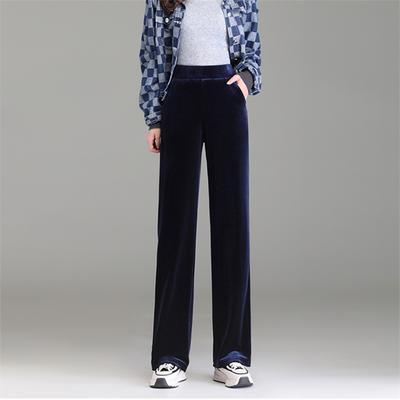 2022 Autumn Winter New Straight Velour Women Pant Thickening Warm High Waist CasualWide Leg Trouser Loose Female Fashion Elegant