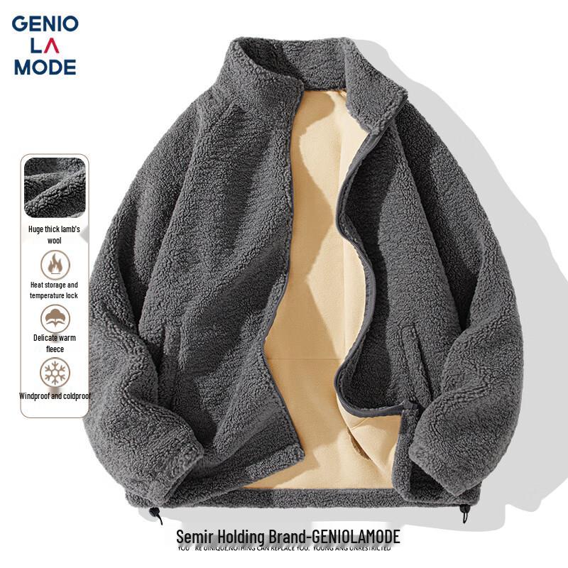 GENIOLAMODE Мужская зимняя куртка на шерпе с воротником-стойкой 2XL