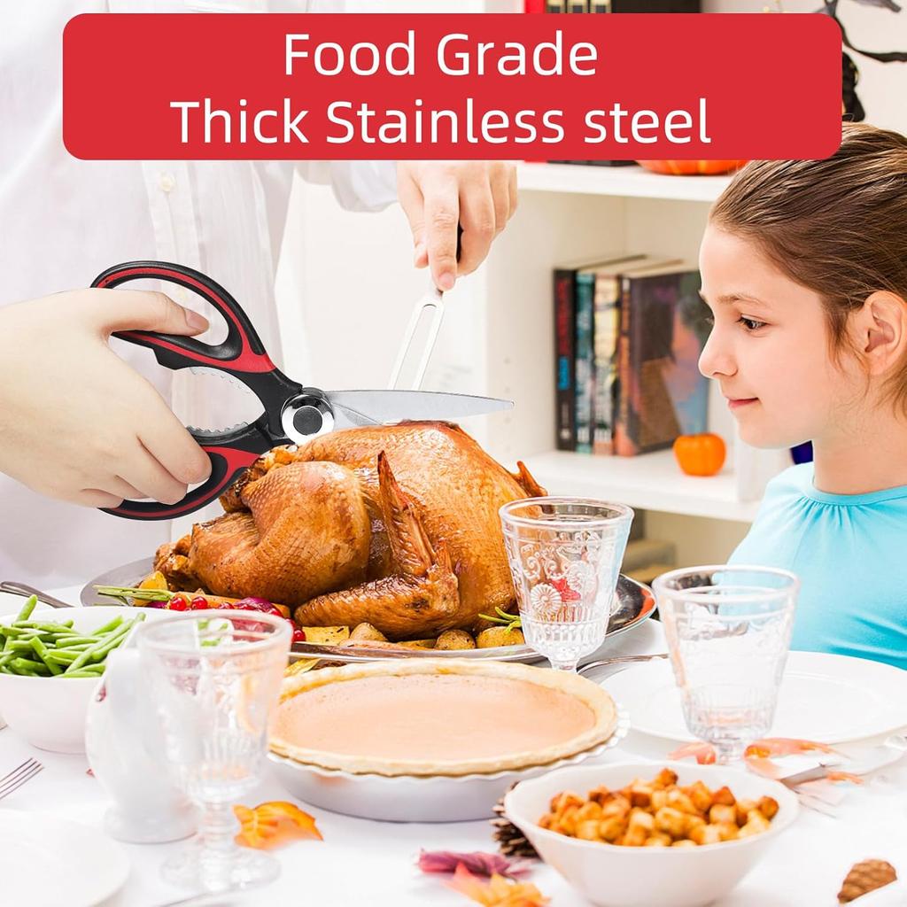 Kitchen Scissor For General Use 2-Packs,Heavy Duty Kitchen Raptor Meat Shears,Dishwasher Safe Cooking Scissors, Stainless Steel Multi-function