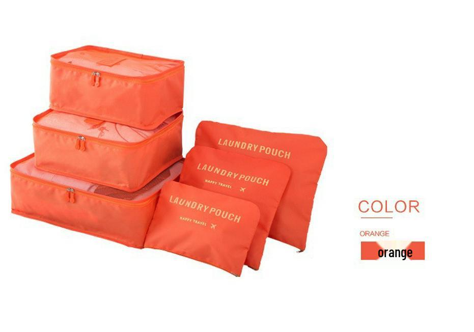 Conjunto de Armazenamento de Viagem de Seis Peças: Bolsas de Quatro Compartimentos para Roupa Íntima, Sacos de Grande Capacidade para Roupas e Sapatos em Mala