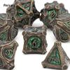 7 Pcs GreenTree Stump Root Metal Dice Solid Metal Polyhedral Dice Set Suitable for Role-Playing RPG  Board Game Card Game
