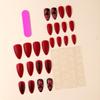 Almond Shaped Claret Rose Print Removable Fake Nail Art Patches