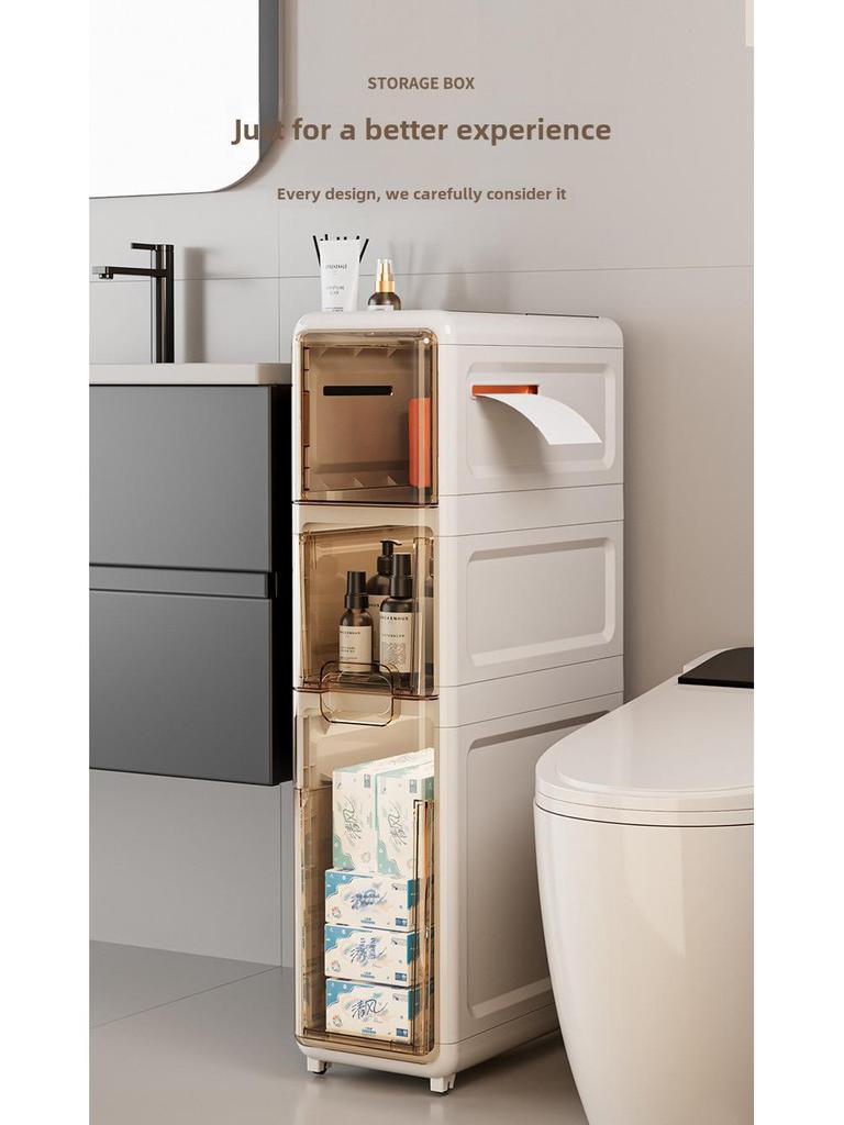 Ultra-Narrow Multi-Layer Crevice Storage Cabinet for Bathroom or Kitchen