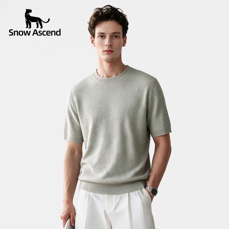 Snow Ascend Herre Luksus Cashmere-Blanding Strikket Rundhalset T-shirt