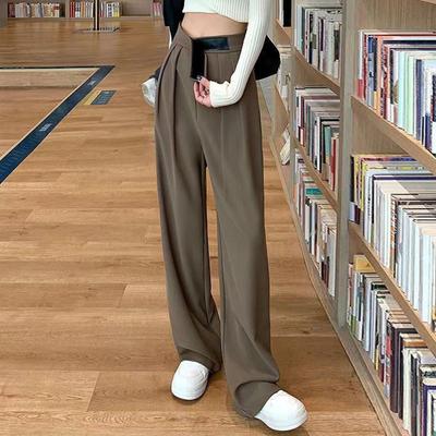 Pantalones De Pierna Ancha Pantalones De Mujer Pantalones De Traje De Mujer Pierna Ancha Recta Suelta Cintura Alta Color Sólido Formal Ol Viaje Al Trabajo Longitud Completa Sujetar Cinta Ajustable