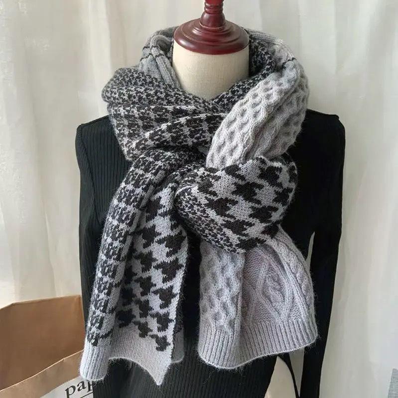 

New Couple Style Ins Houndstooth Plaid Scarf for Women Winter Korean Style Versatile Student Warm Scarf for Men 35* 175cm
