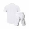 Men's Short Sleeve Shorts Suit Casual Loose Linen Men's Short Sleeve Shorts Suit