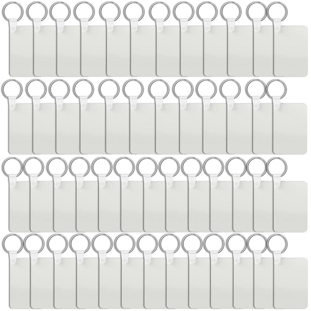 150Pcs Sublimation Keychain Blanks Bulk Rectangle Round Sublimation Blanks Keychain Blanks Set with Rings Clips for DIY Keychain