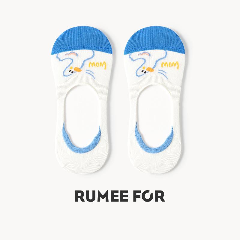 5 Pairs of Women's Summer Silicone Non Slip Preppy Style Versatile Cute Invisible Boat Socks