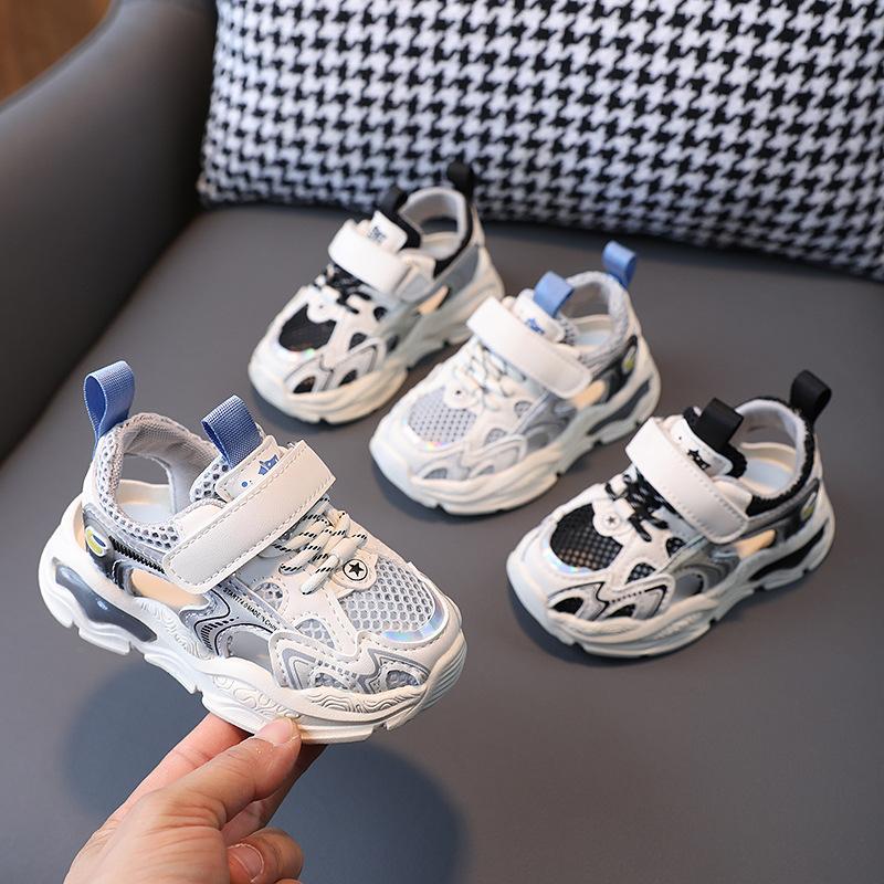 Summer new hollow breathable children's sports shoes, boys' half sandals, girls' dad shoes, toddler baby walking shoes