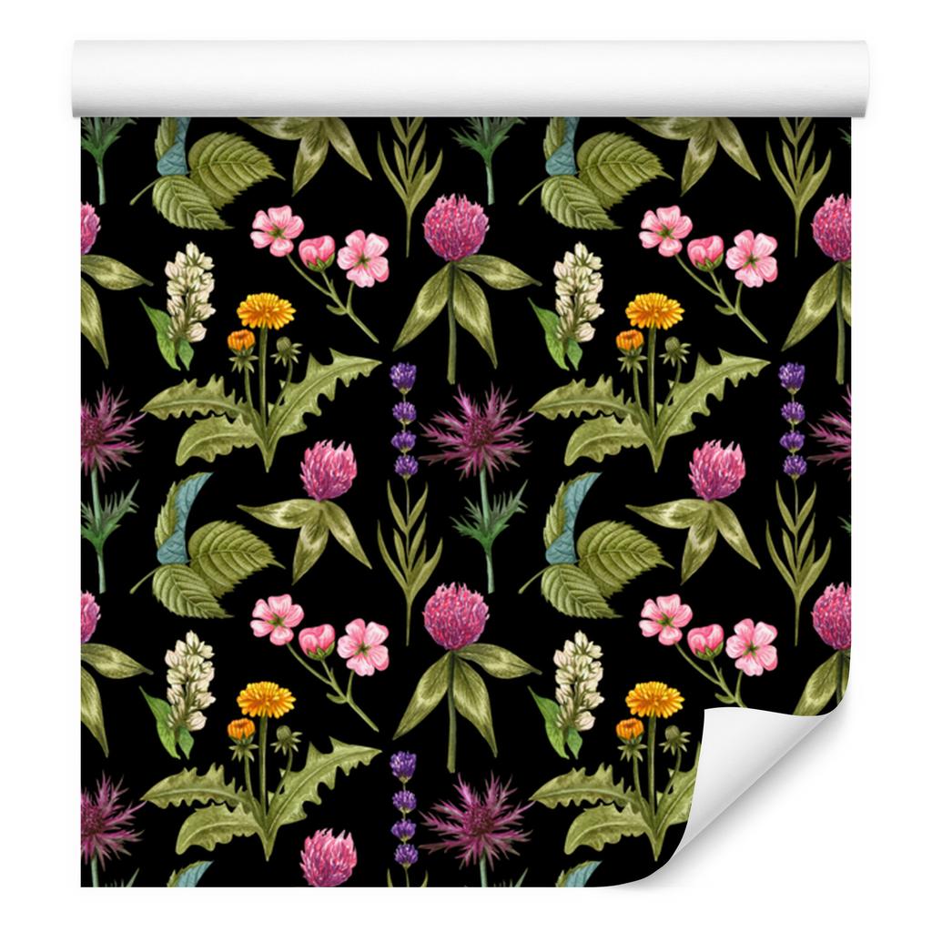 Wallpaper Flowers Black and Yellow for Living Room and Bedroom 50x1000