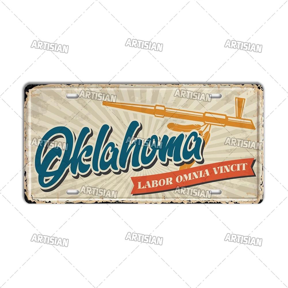 Artisian USA Car Plate Landmark Tin Sign US City State Metal Plaque Wall Decor Garage Bar Pub Club Hotel Cafe Kitchen Home