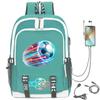 Football Star Printed Schoolbag Backpack Usb Charging Student Backpack Computer Bag
