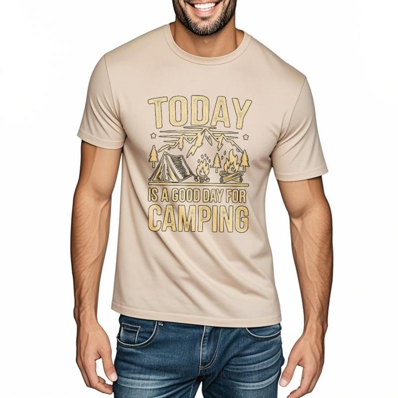 Soft Cotton Tee Workout For Man Oneck Tshirt Oversized Today Is A Good Day For Camping Cool Women Teeshirt Breathable Tee