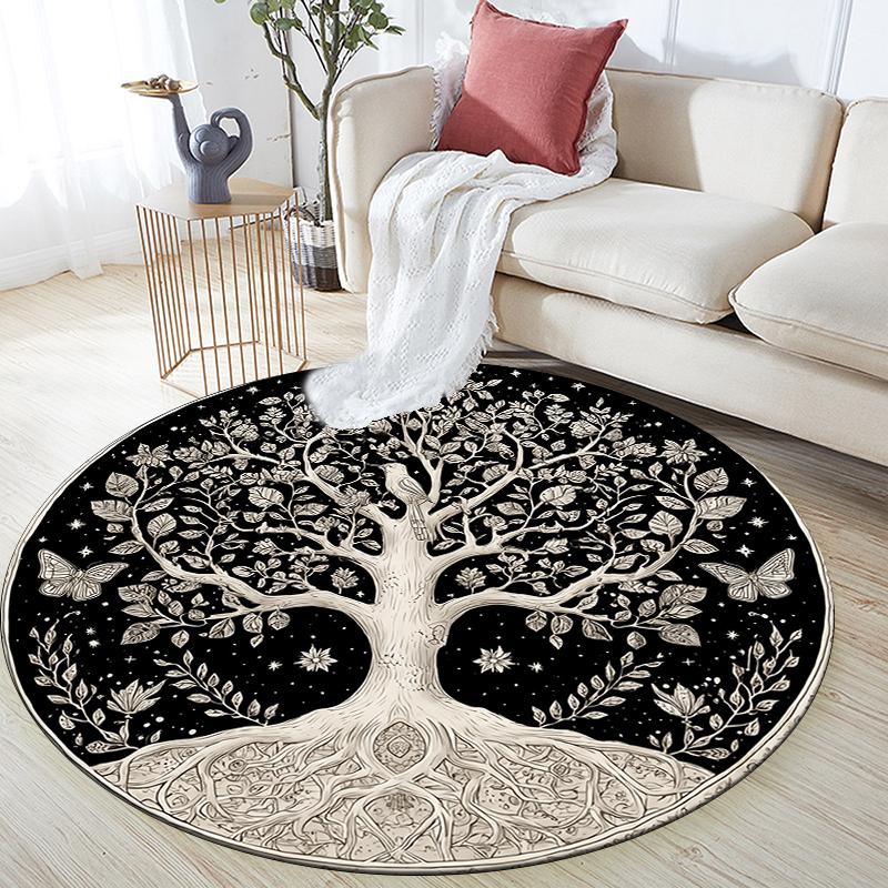 Tree of Life Pattern Round rug,Carpet Rug for Living Room Bedroom Sofa Playroom Decor,Non-slip Floor Mat,Holiday Gifts and Birthday Gifts