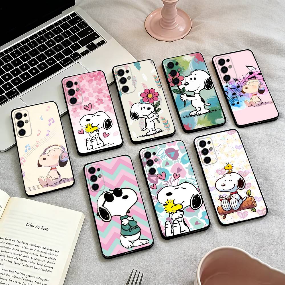 Cute S-Snoopys Phone Case For Samsung S25,S24,S21,S22,S23,S30,Ultra,S20,Plus,Fe,Lite,Note,10,Black Cover