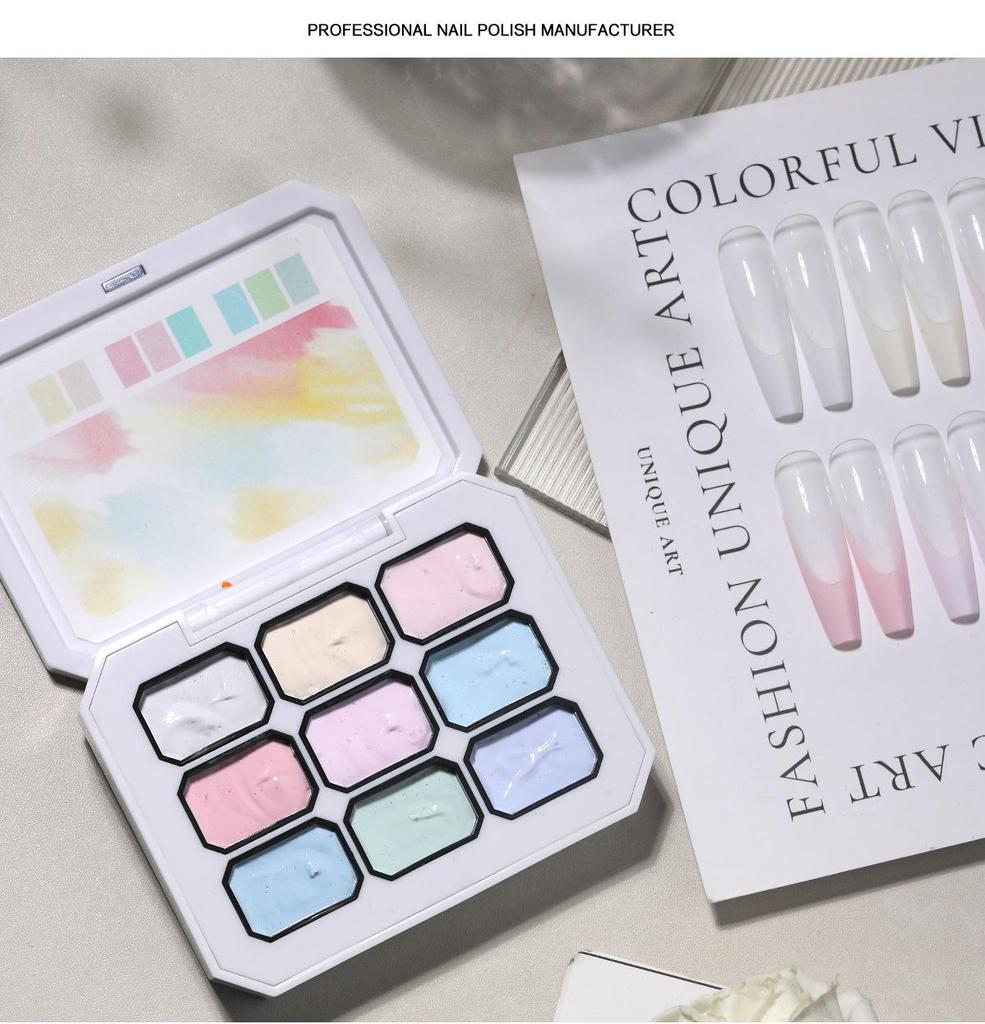 Flower Season Macaron Nine-Grid Pink Glue: High Saturation Colorful Versatile Whitening Solid Glue by HONEY GIRL